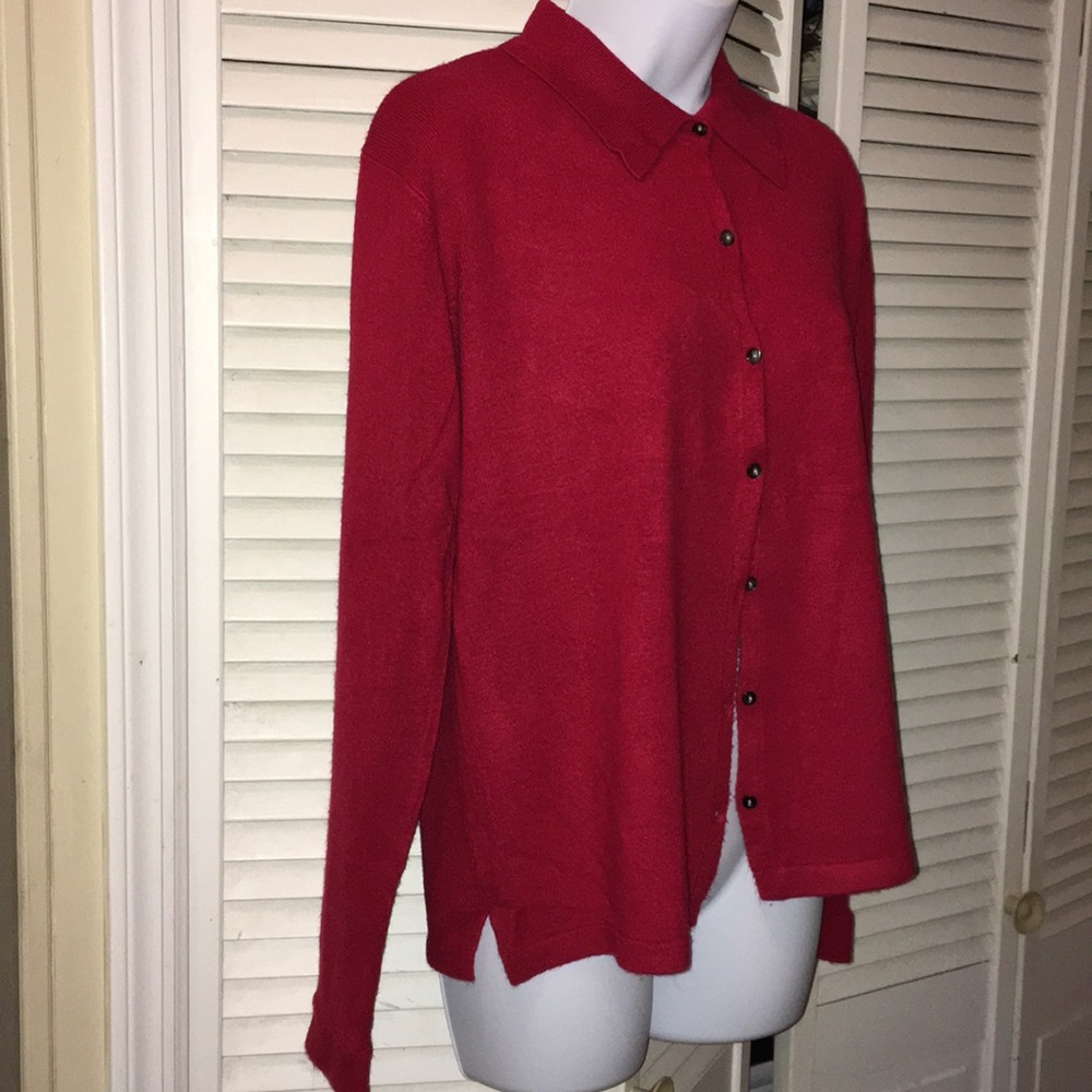 Claudia Barnes open front sweater red size XL